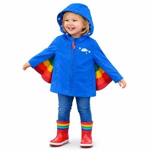 Cat & Jack Toddler Colorful Blue Rainbow Wing Raincoat Jacket Size 18 M